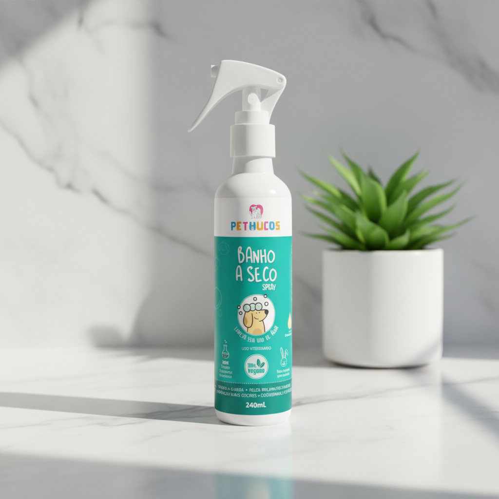 Banho a Seco Spray Natural Vegano  para cães e gatos 240mL - Pethucos