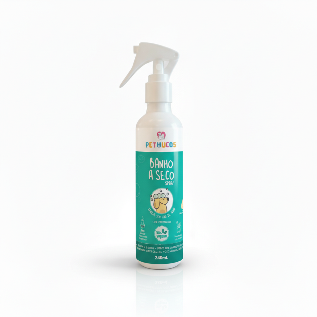 Banho a Seco Spray Natural Vegano  para cães e gatos 240mL - Pethucos