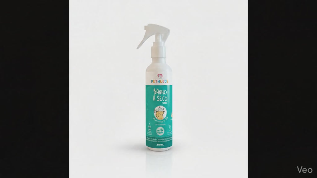 Banho a Seco Spray Natural Vegano  para cães e gatos 240mL - Pethucos